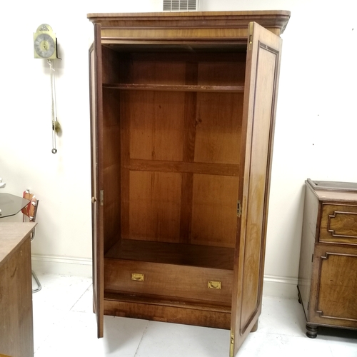 218 - Antique  mahogany 2 door wardrobe, base and cornice detach - L116cm x D53cm x H209cm