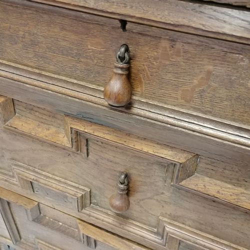 222 - Antique Jacobean style chest of drawers with geometric design to the drawers and drop handles - L121... 