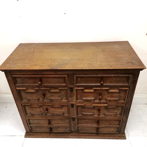 222 - Antique Jacobean style chest of drawers with geometric design to the drawers and drop handles - L121... 