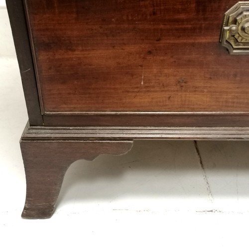 223 - Antique mahogany chest of drawers with swept bracket foot - no obvious damage - L101cm x D52cm x H91... 