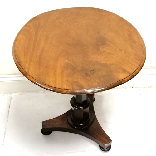 227 - Antique mahogany tilt top side table - has some distortion to the top - 65cm diameter x H72cm