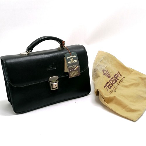 236 - Vintage Tergan black leather handbag with swing tags and outer dust bag T/W 3 evening bags