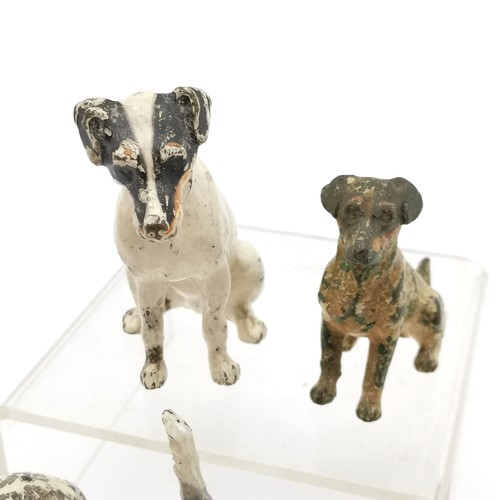 250 - 5 x antique large cold painted bronze dog figures inc Dalmatian (8cm high x 8cm across), Jack Russel... 