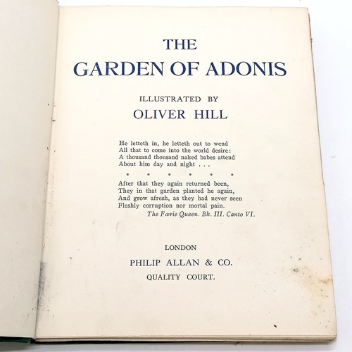 251 - 1923 book - The Garden of Adonis illustrated by Oliver Hill ~ 6 pages missing (#5,10,12,17,28,33) an... 