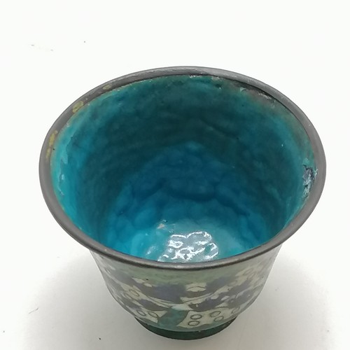 41 - Antique Chinese cloisonne teabowl - 7cm diameter x 5cm high ~ slight losses to enamel on inside rim