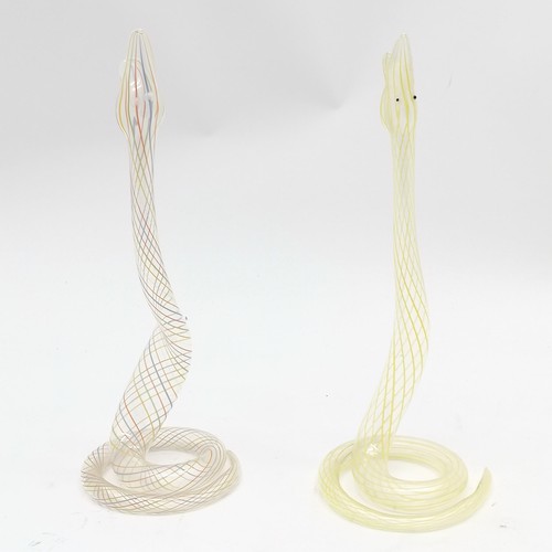 76 - 4 1930's Bimini Lauscha glass snake vases 3 tallest 20cm high T/W a pair of small spill vases - no o... 