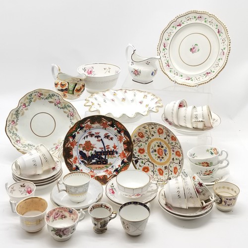 83 - Quantity of antique tea and dinner ware including Davenport with pink rose detail - some A/F