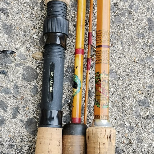 103 - 4 x salmon fishing rods - Abu Garcia Ambassadeur, Bruce & Walker 15' + 16', Daiwa Graphite CF98-4 t/... 