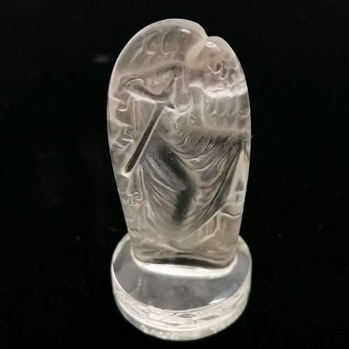 113 - Lalique Victoire seal #210 (4.5cm) ~ right hand edge has a small chip + a nibble and base has a smal... 