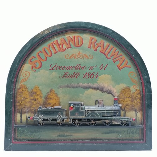 121 - Vintage wooden 3-D Scotland Railway locomotive no 41 wall panel by Country Corner - 53cm high x 60cm... 