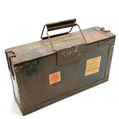 131 - 1950 British military ammunition box for 303 Ball mk 7 rounds - 41cm x 11.5cm x 23cm