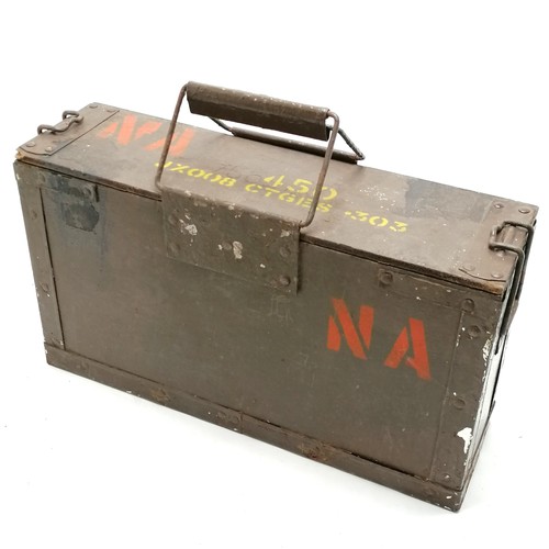 131 - 1950 British military ammunition box for 303 Ball mk 7 rounds - 41cm x 11.5cm x 23cm