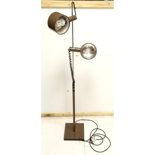 170 - Mid 20th century floor standing adjustable lamp with original brown paint finish - 130cm high ~ has ... 