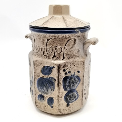 189 - West German Rumtopf Scheurich-Keramik cream and blue lidded jar 32cm high - crazing to the base othe... 