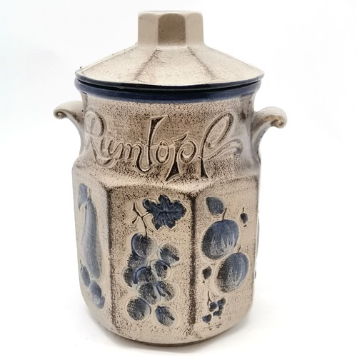 189 - West German Rumtopf Scheurich-Keramik cream and blue lidded jar 32cm high - crazing to the base othe... 