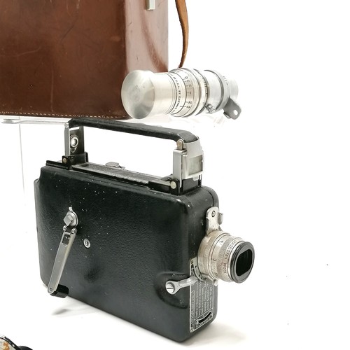 195 - Kodak cine camera + extra lens (in leather a/f carry case), 2 x box cameras, bintage binoculars, mon... 