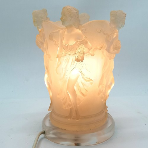 213 - Vintage Widdop Bingham Lalique style moulded acrylic figural lamp 24cm high -