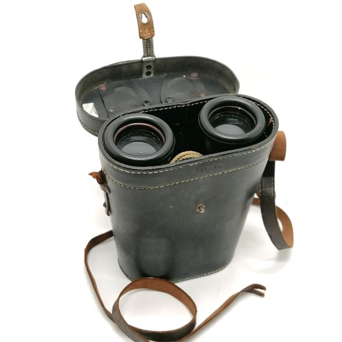 225 - WWII German kriegsmarine military binoculars 7x50 beh #461885 with original rubber caps and Wehrmach... 