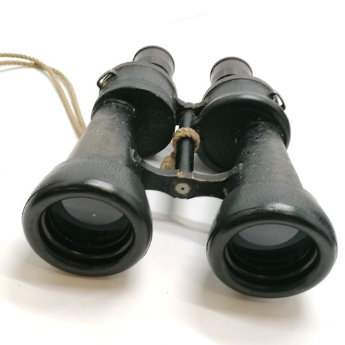 225 - WWII German kriegsmarine military binoculars 7x50 beh #461885 with original rubber caps and Wehrmach... 