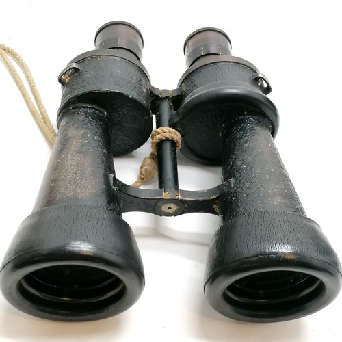 225 - WWII German kriegsmarine military binoculars 7x50 beh #461885 with original rubber caps and Wehrmach... 