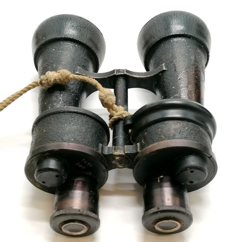 225 - WWII German kriegsmarine military binoculars 7x50 beh #461885 with original rubber caps and Wehrmach... 