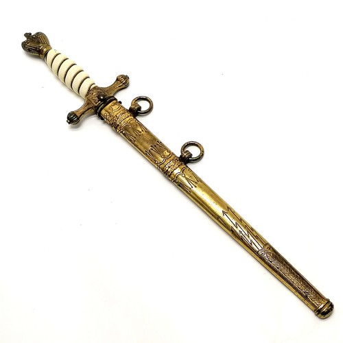 226 - WWII German kriegsmarine sidearm / dagger with solingen blade & with gilt metal mounts & scabbard - ... 