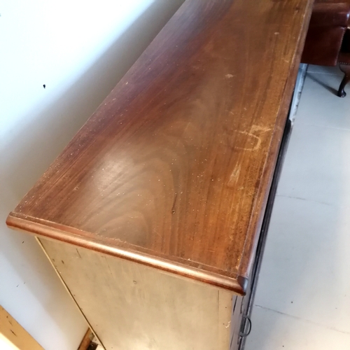 236 - Antique mahogany cupboard of drawers and 2 sliding doors with sliding doors with flush brass handles... 