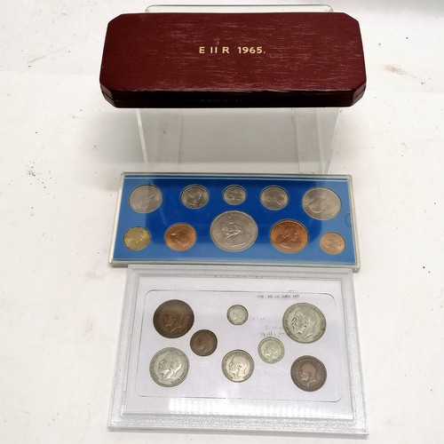 244 - 3 x coin sets - George V (1935), QEII 1953 & 1965 boxed set