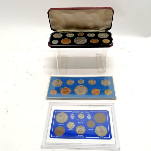 244 - 3 x coin sets - George V (1935), QEII 1953 & 1965 boxed set