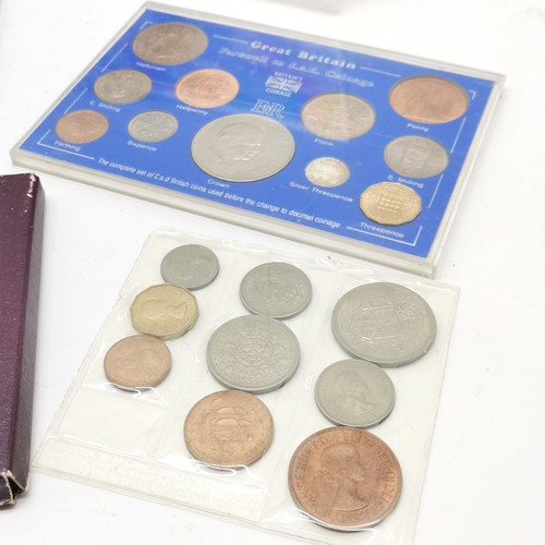 247 - 11 x pre-decimal GB coin sets inc sixpence set & 1970 farewell LSD coinage