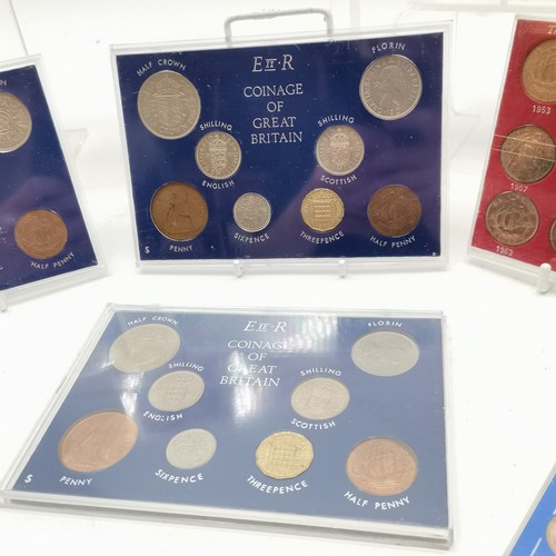 247 - 11 x pre-decimal GB coin sets inc sixpence set & 1970 farewell LSD coinage