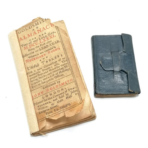 253 - 2 x almanacs ~ 1848 Tilt's miniature almanack & 1781 (John) Goldsmith alamanck ~ both are have wear ... 