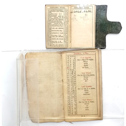 253 - 2 x almanacs ~ 1848 Tilt's miniature almanack & 1781 (John) Goldsmith alamanck ~ both are have wear ... 