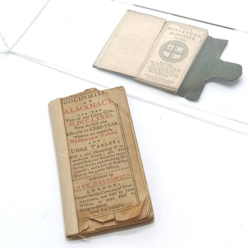 253 - 2 x almanacs ~ 1848 Tilt's miniature almanack & 1781 (John) Goldsmith alamanck ~ both are have wear ... 