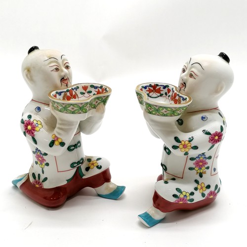 262 - Herend pair of Chinese mandarin figure salt cellars - 11.5cm high with no obvious damage