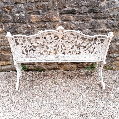 1 - Coalbrookdale design aluminium rustic pattern garden bench - has damage to the wooden slats otherwis... 