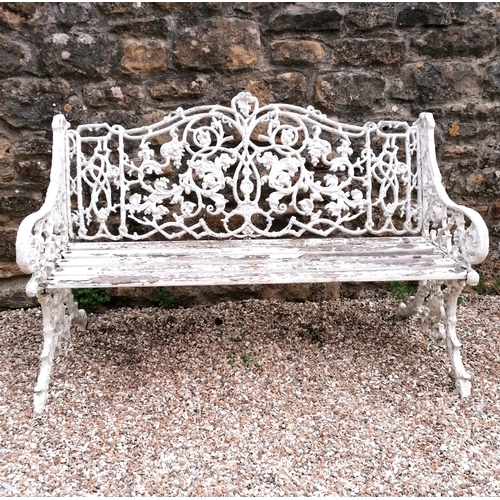 1 - Coalbrookdale design aluminium rustic pattern garden bench - has damage to the wooden slats otherwis... 