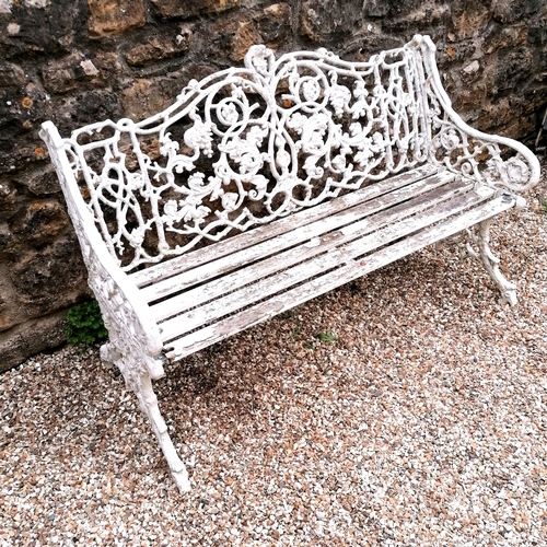 1 - Coalbrookdale design aluminium rustic pattern garden bench - has damage to the wooden slats otherwis... 