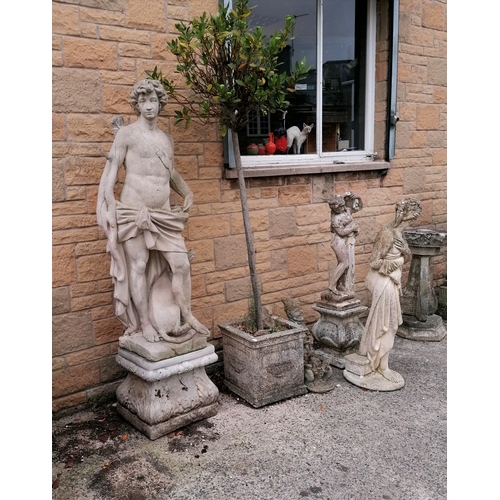 2 - Large scale figure of Apollo the hunter with dog on a square pedestal base - total height approx 175... 