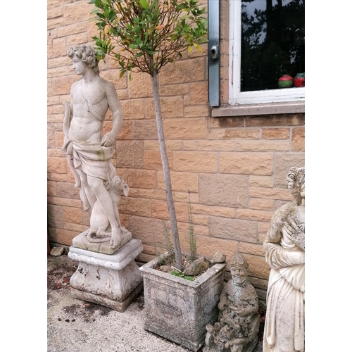 2 - Large scale figure of Apollo the hunter with dog on a square pedestal base - total height approx 175... 