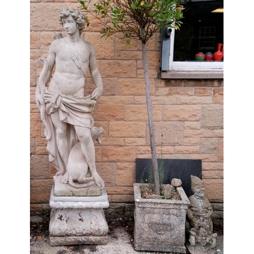 2 - Large scale figure of Apollo the hunter with dog on a square pedestal base - total height approx 175... 