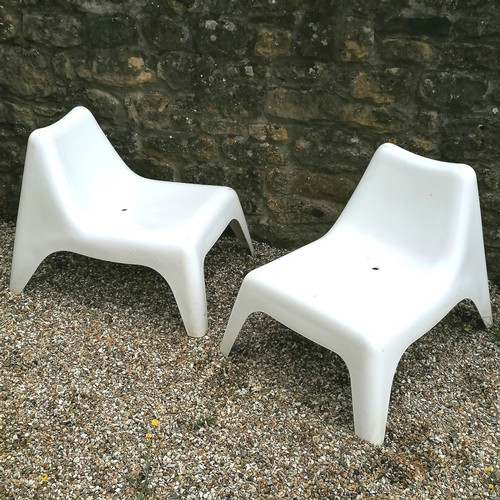 6 - Pair of contemporary moulded garden chairs 70cm high x 72cm wide x 90cm long ~ SOLD IN AID OF LOCAL ... 