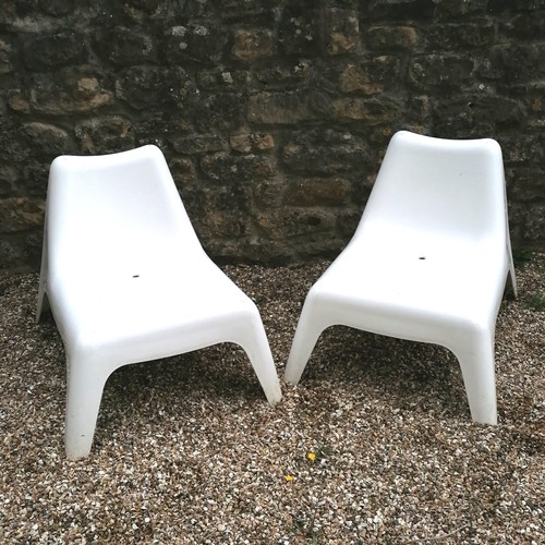 6 - Pair of contemporary moulded garden chairs 70cm high x 72cm wide x 90cm long ~ SOLD IN AID OF LOCAL ... 