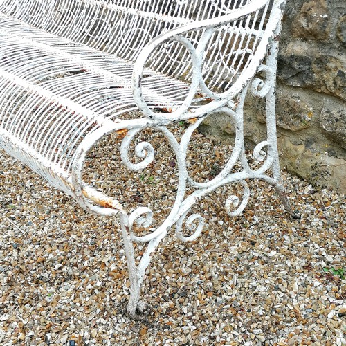 7 - Antique 3 seater wirework bench - small amount of damage in overall good used condition - 122cm x 82... 