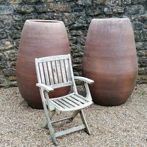 9 - Very large pair of brown glazed olive pots/planters - 52cm diameter x 128cm high