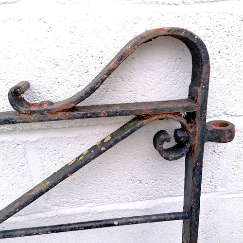 11 - Large antique hand forged wrought iron gate - in overall good condition - 262cm long x 137cm high