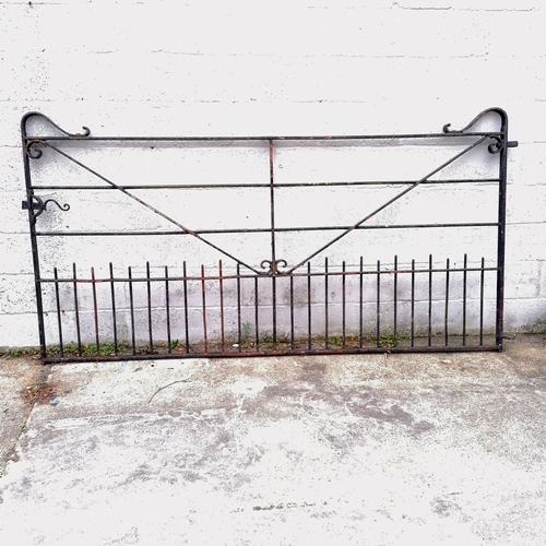 11 - Large antique hand forged wrought iron gate - in overall good condition - 262cm long x 137cm high