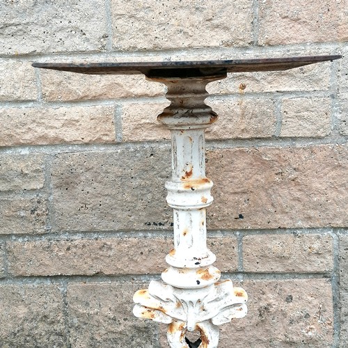 14 - Pair of antique cast iron table bases with dolphin detail - 29cm diameter x 67cm high