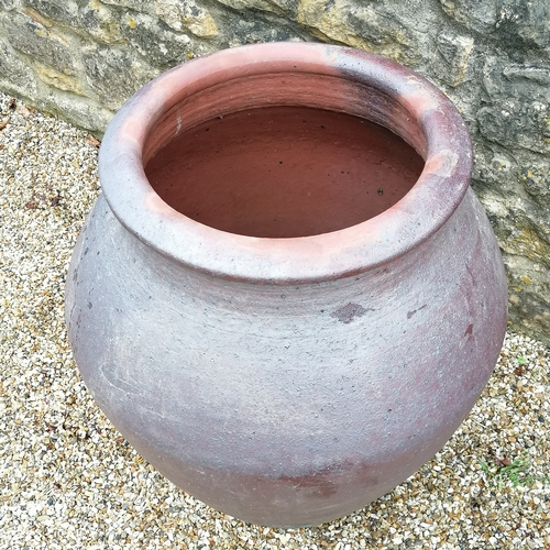 28 - Large brown glazed terracotta urn - 88cm high