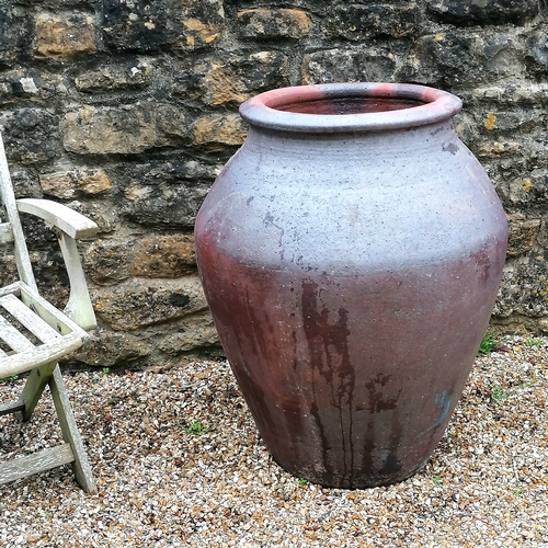 28 - Large brown glazed terracotta urn - 88cm high